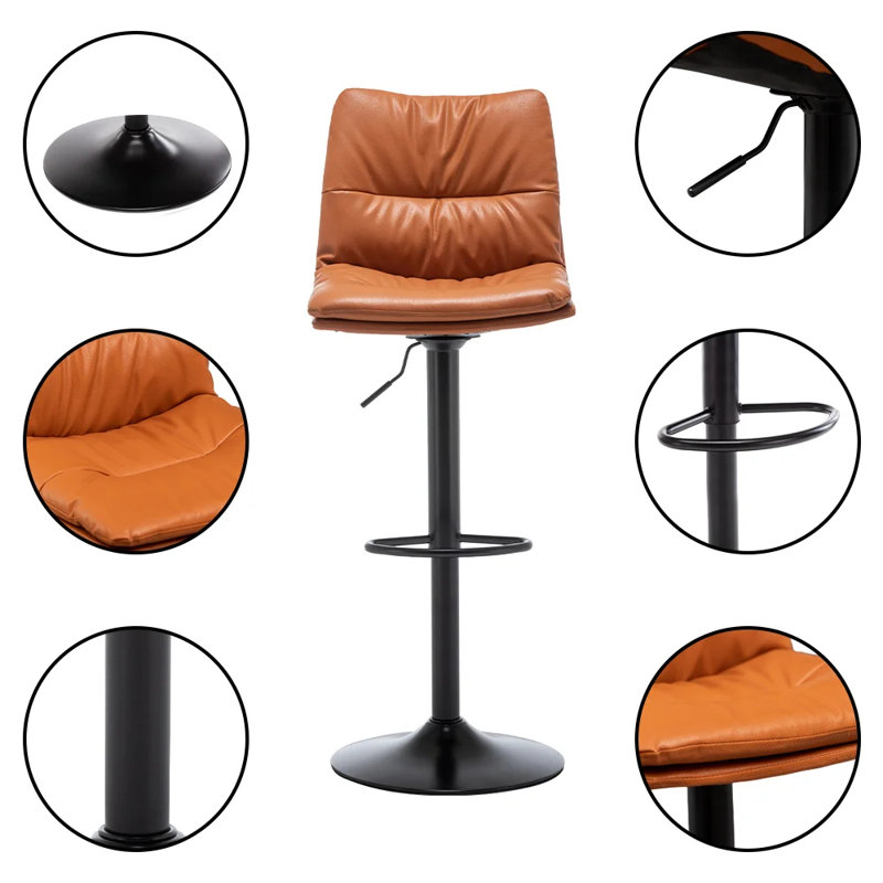 Latitude Run® Lasher Bar Stools PU Leather Adjustable Counter Height